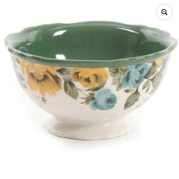 The Pioneer Woman Rose Shadow stoneware soup/cereal bowl set of 2 6” green - Picture 9 of 9